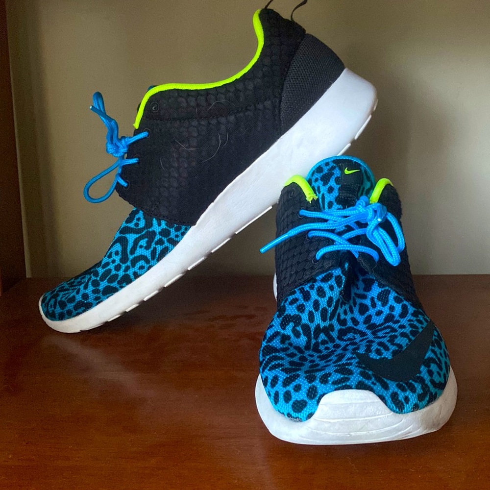 Nike Roshe Run FB, Blue Leopard, Men’s 11